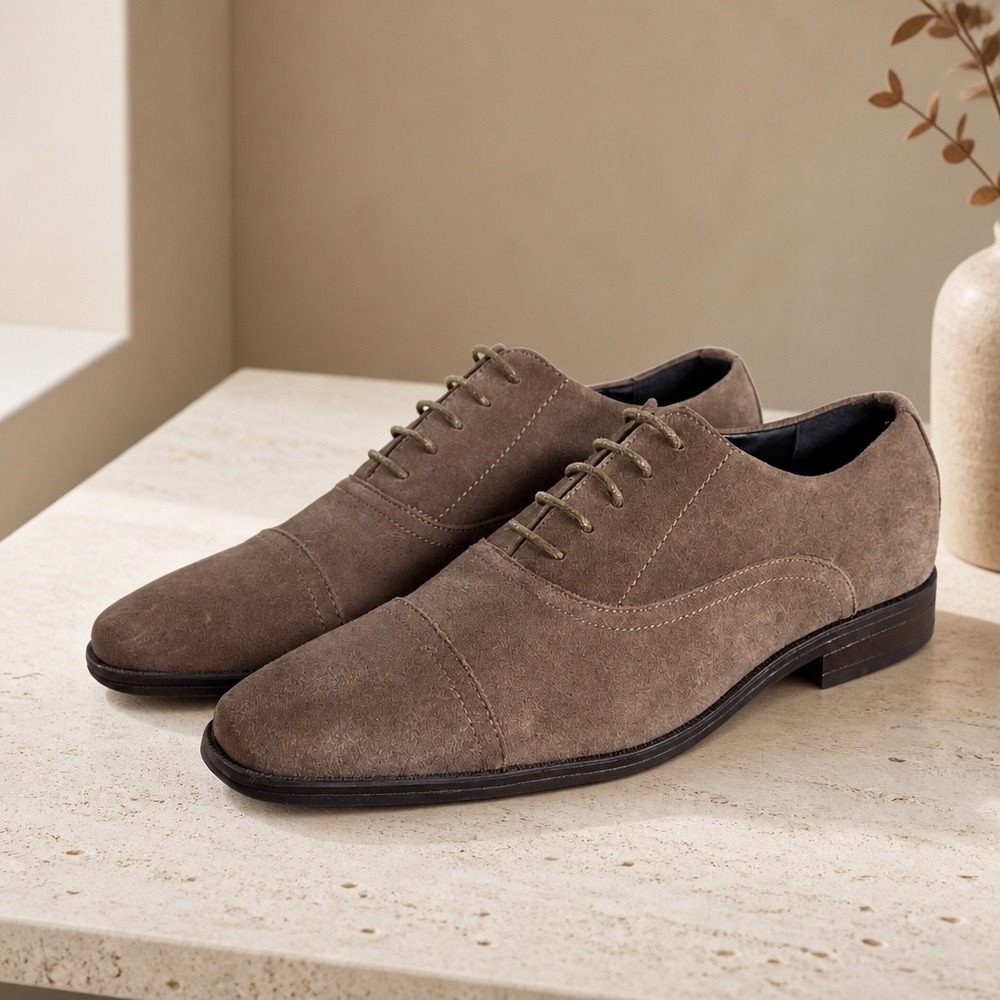 Joseph Abboud Collection Aaron Mens 12 Brown Suede Cap Toe Oxford Dress Shoes